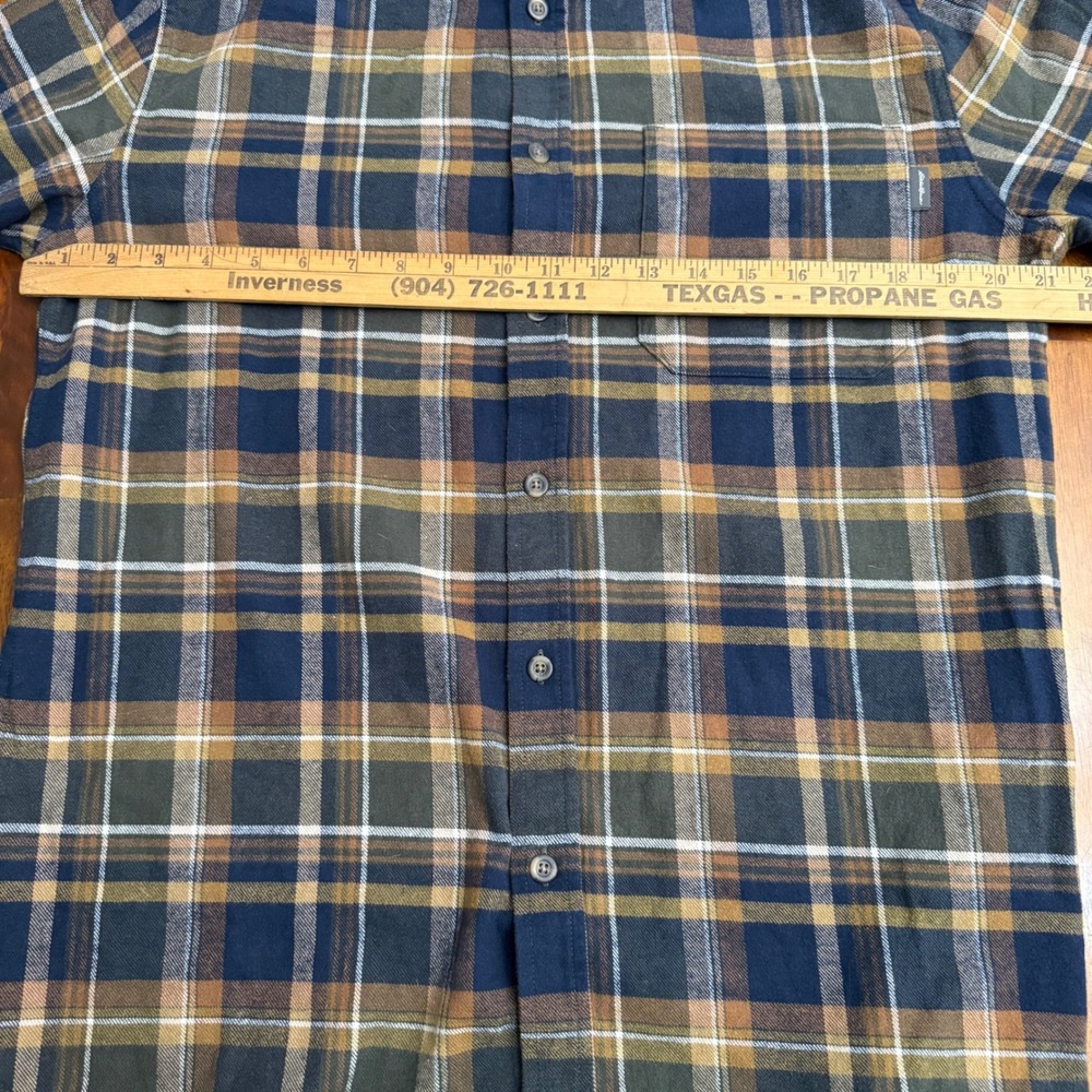 Eddie Bauer Mens Plaid Flannel Long Sleeve Button Down Shirt Green Brown M - Picture 12 of 12